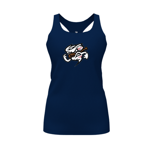 [FT0TRBNV-FYS-LOGO1] Decker Racerback Tank Top (Female Youth S, Navy, Logo 1)
