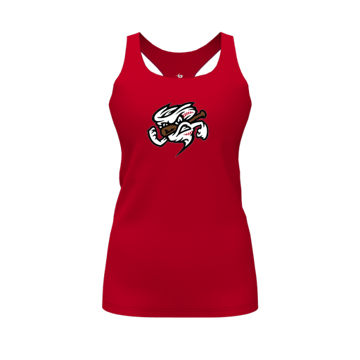 [CUS-DFW-RCBK-PER-RED-FYS-LOGO1] Racerback Tank Top (Female Youth S, Red, Logo 1)