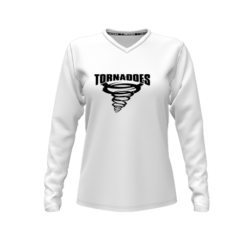 [FTLVCFWH-FYXS-LOGO3] Comfort T-Shirt (Female Youth XS, White, V Neck, Logo 3, Long Sleeve)