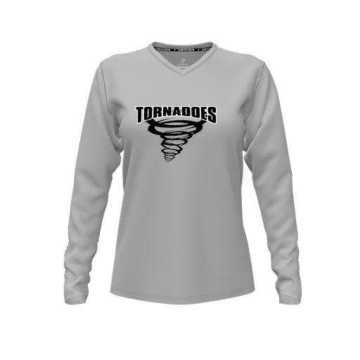 [FTLVCFGY-FYXS-LOGO3] Comfort T-Shirt (Female Youth XS, Gray, V Neck, Logo 3, Long Sleeve)