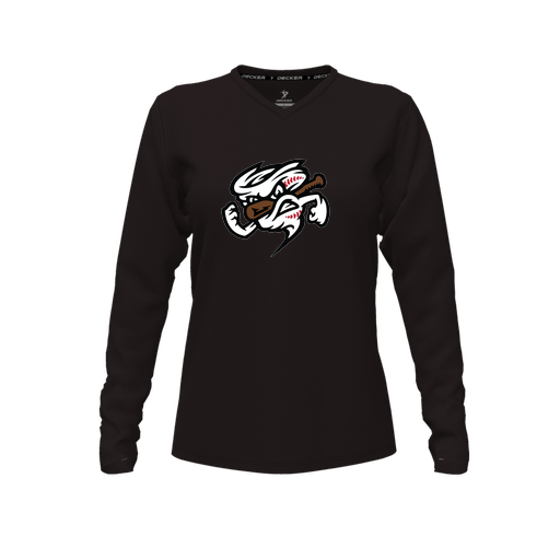 [CUS-DFW-TEES-PER-VNK-LSL-BLK-FYXS-LOGO1] Performance T-Shirt (Female Youth XS, Black, V Neck, Logo 1, Long Sleeve)