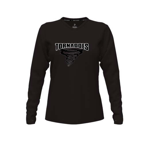 [CUS-DFW-TEES-PER-VNK-LSL-BLK-FYXS-LOGO3] Performance T-Shirt (Female Youth XS, Black, V Neck, Logo 3, Long Sleeve)