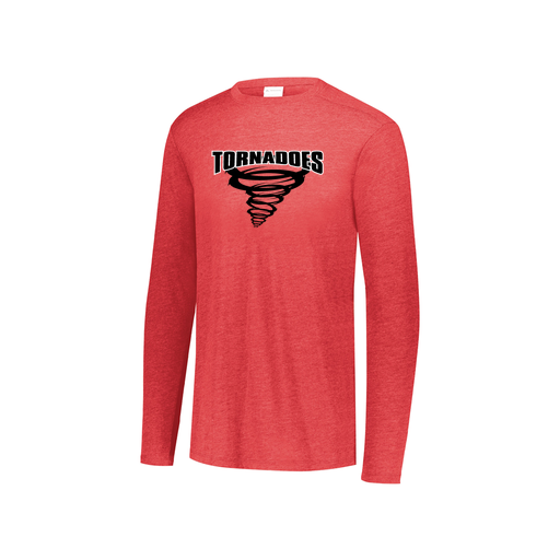 [FTLCUBRD-YS-LOGO3] Decker Youth Tri-Blend T-Shirt - Long Sleeve (Youth S, Red, Logo 3)