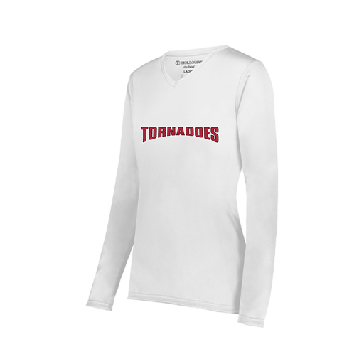 [222824.005.S-LOGO2] Ladies LS Smooth Sport Shirt (Female Adult S, White, Logo 2)